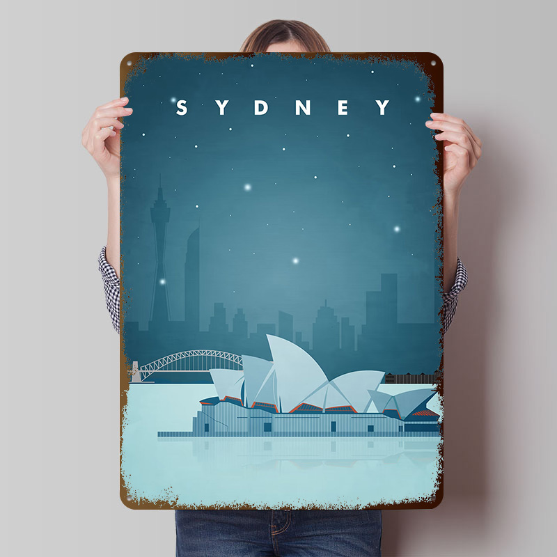 Gaming Accessories Europe - Sydney Travel Poster Customized Vintage Metal